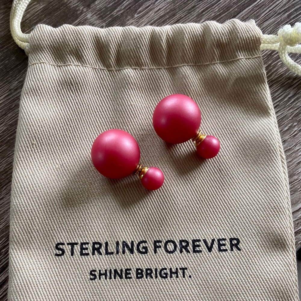 Sterling Forever Pink Double Sided Studs